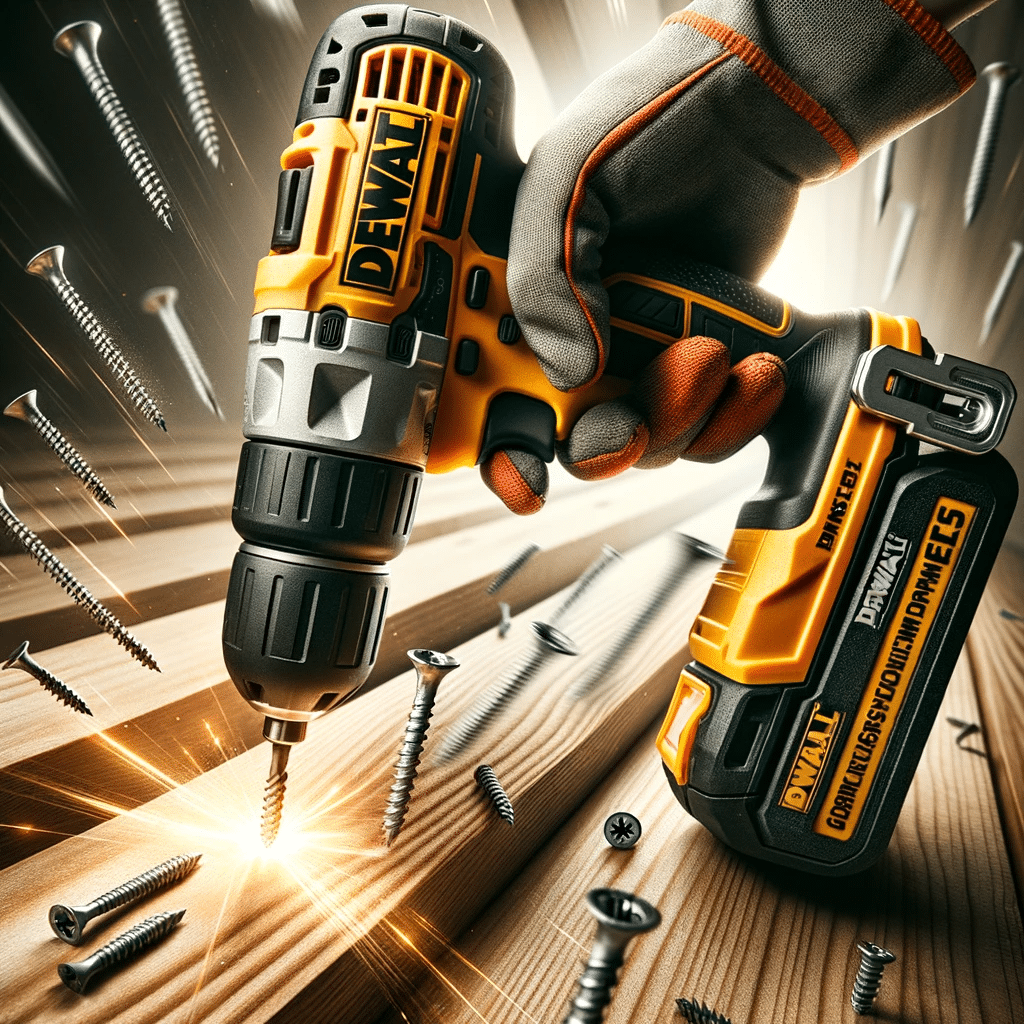 DeWALT D27300: Das Geheimnis hinter der besten Werkzeugwahl des Jahres! 10 Photo of a DeWALT cordless impact driver fastening screws into a hardwood surface highlighting its speed and lack of cord restrictions