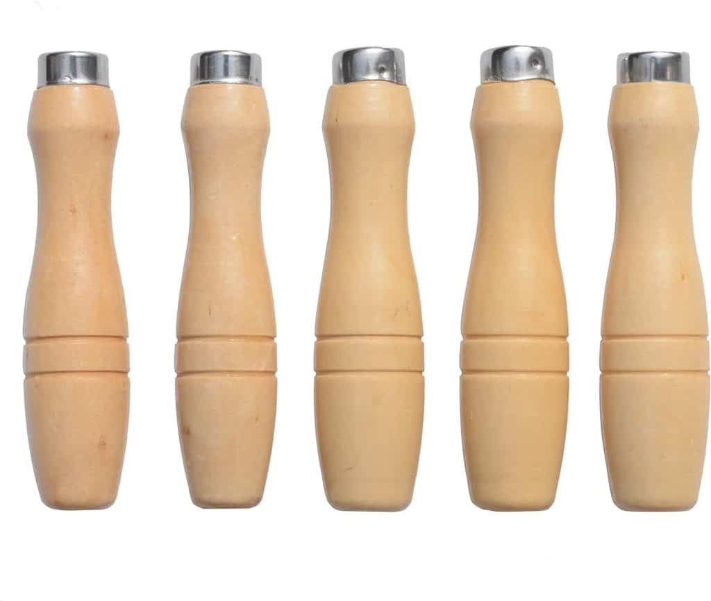 ACCOCO Holzfeile Griff mit starken Metallhalsbänder für 200mm - 350mm Feilen, Raspeln oder Holzmeißel (5 Pack) (Mittel)