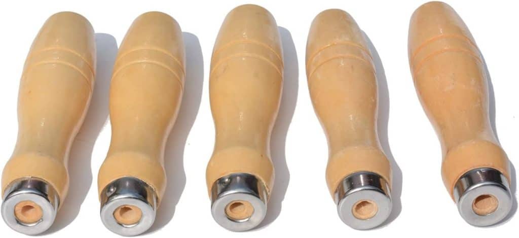 ACCOCO Holzfeile Griff mit starken Metallhalsbänder für 200mm - 350mm Feilen, Raspeln oder Holzmeißel (5 Pack) (Mittel)