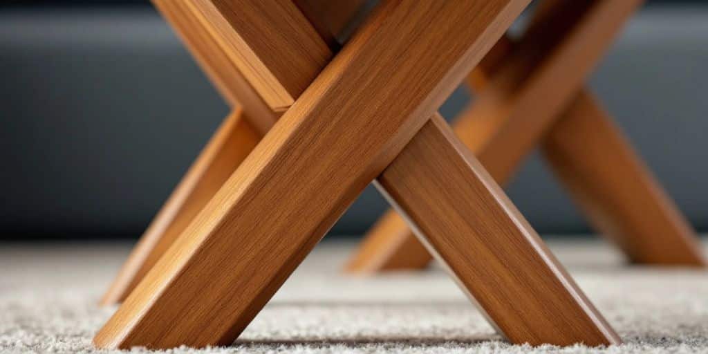 Holztischbeine in elegantem Design und natürlicher Maserung.