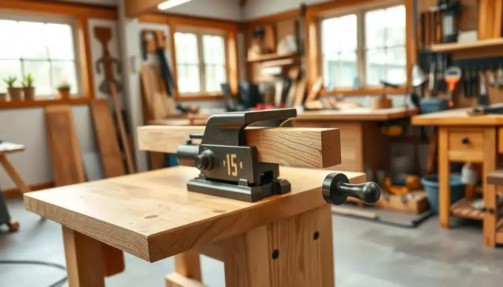 Werkbank mit integriertem Schraubstock