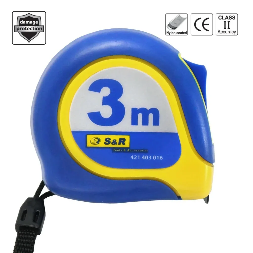 s  R Tape Measure 3 m x 16 mm Nylon Coated, impact-resistant housing – Mustang Serie
