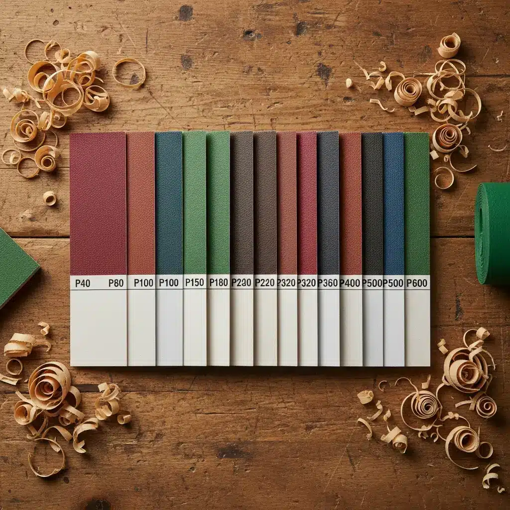 Verschiedene Schleifpapier Körnungen von P40 bis P600