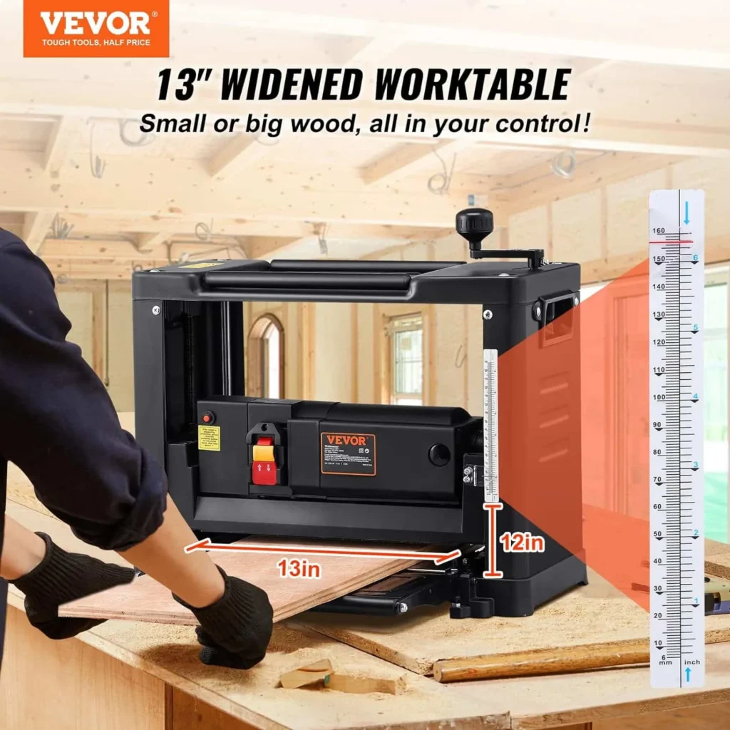 VEVOR Thickness Planer 1800 W Planer 2 Planer Blades Thickness Planer Max. Cutting Depth 0.3 cm Max. Cutting Thickness 15 cm Planer Ideal for Woodworking for Carpenters DIY and Decorators