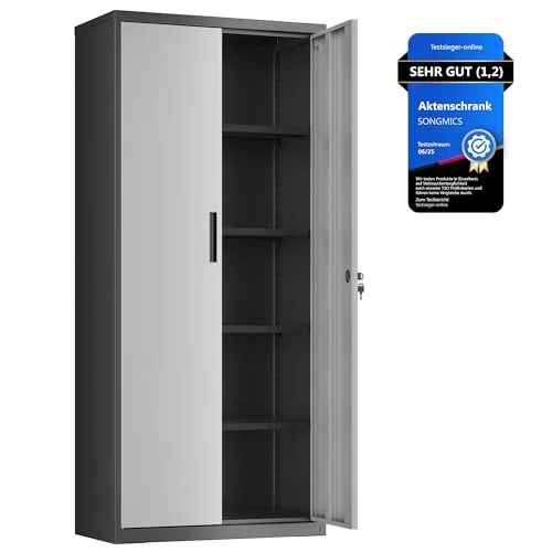 SONGMICS OMC015S01 Mehrzweckschrank silber-schwarz 180x80x40 cm